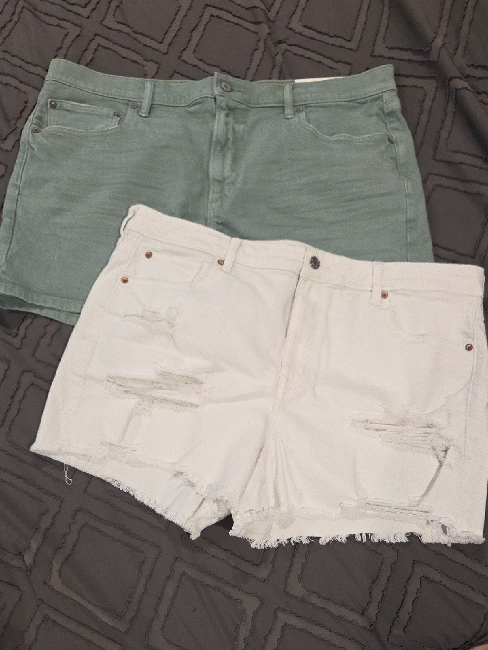 Two Pairs American Eagle Outfitters White Distressed Denim And Green Denim